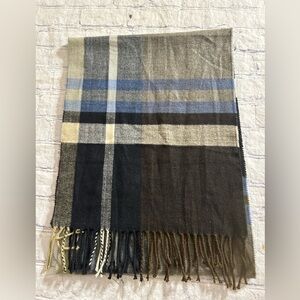 VERONZ MULTI COLORED PLAID WITH FRINGE ACRYLIC SCARF UNISEX O/S